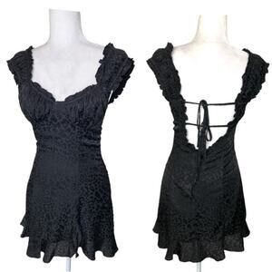 Reset‎ Black Leopard Print Mini Dress Ruffle Sweetheart Neckline LBD Y2K 90 | S